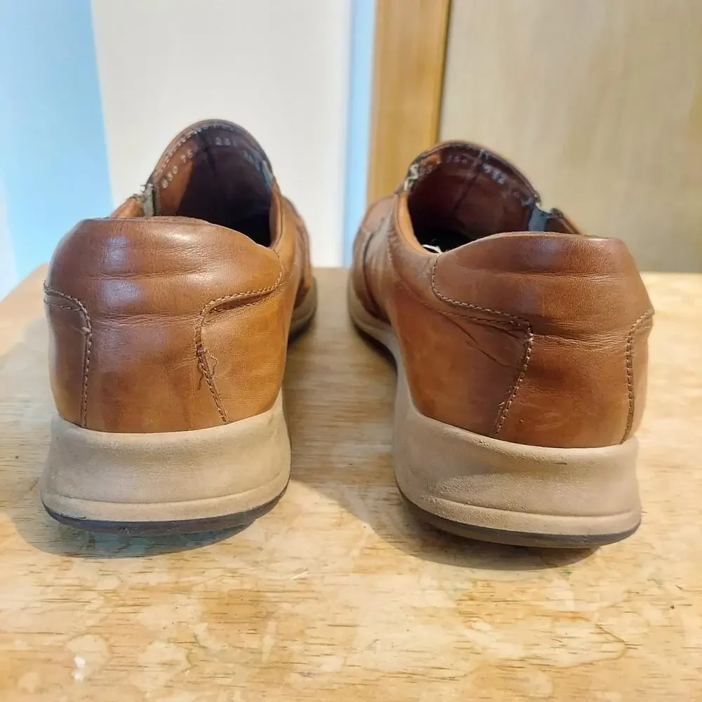 Bacco Bucci Men's US 10.5 Italian Brown Leather Casual Slip On Loafer Shoes